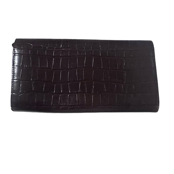 Saint Laurent crocodile-embossed leather long wallet gold-tone YSL logo clasp. - Picture 5 of 11